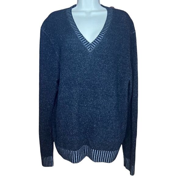 Americale Black & Grey V Neck Wool & Cashmere Pullover NWT Size Large